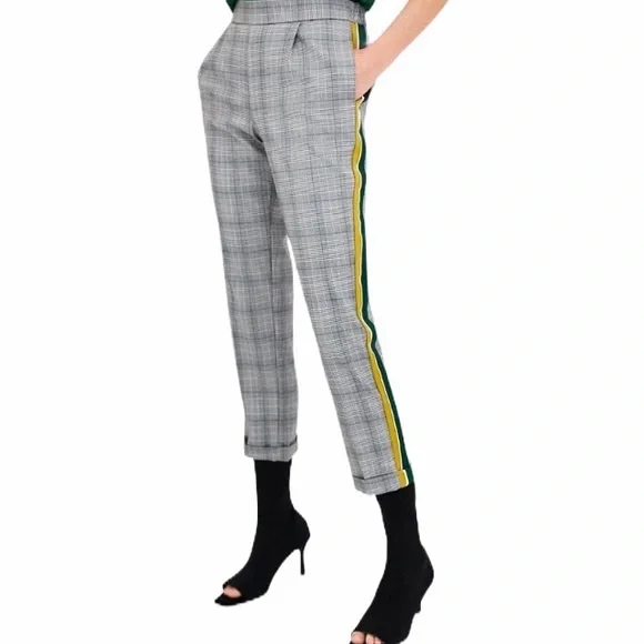 Zara Pants Jumpsuits Zara Mid Grey Plaid Checker Side